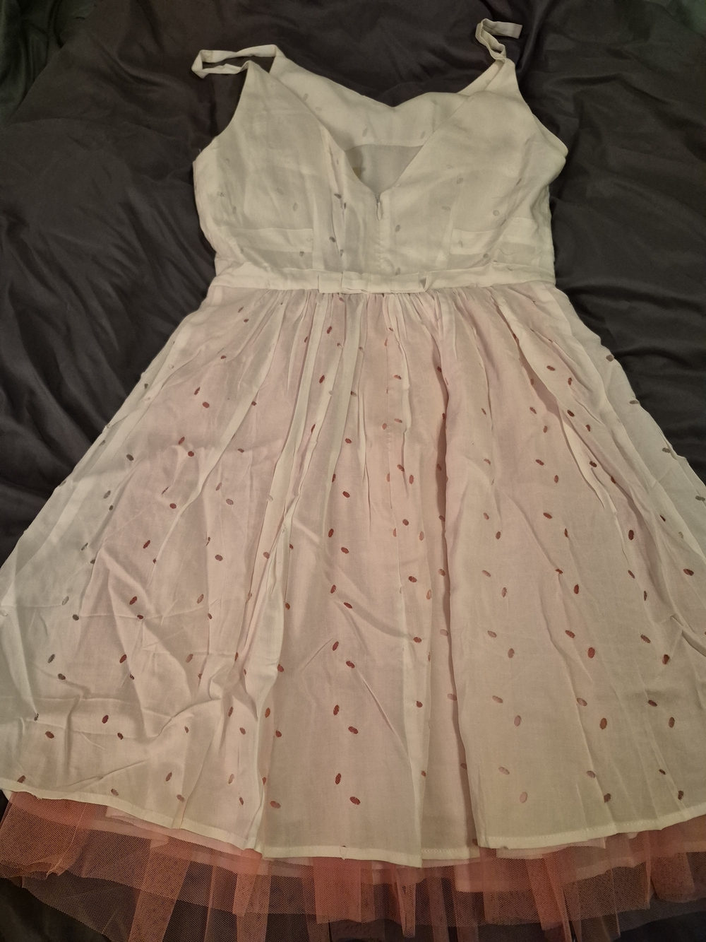 Alice’s Pig White & Pink Swiss Dot Tulle Dress Cottagecore Fairy Mini Dress Size - Picture 3 of 5